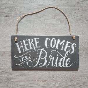 Here Comes the Bride Rustic Barn Wedding Decor Chalk Sign Primitives by Kathy